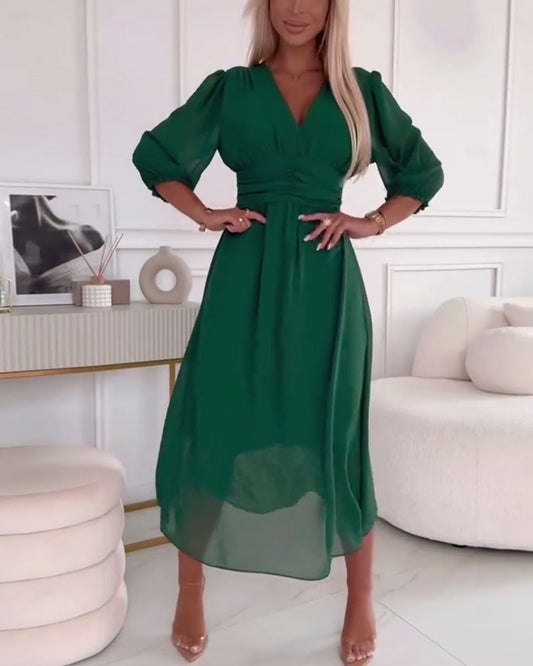 MIRA WAISTED MIDI DRESS